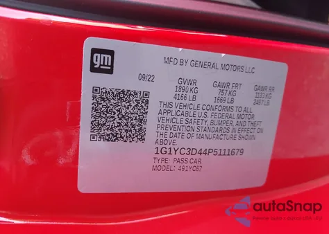 2023 Chevrolet Corvette Stingray Rwd 3Lt from USA, damaged, VIN 1G1YC3D44P5111679